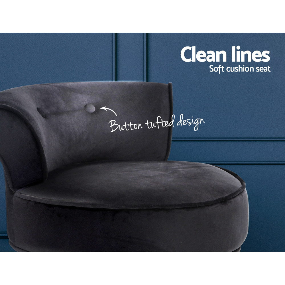 Vanity Stool Velvet Black Abella - Furniture > Living Room > Ottomans & Footstools - Rivercity House & Home Co. (ABN 18 642 972 209) - Affordable Modern Furniture Australia