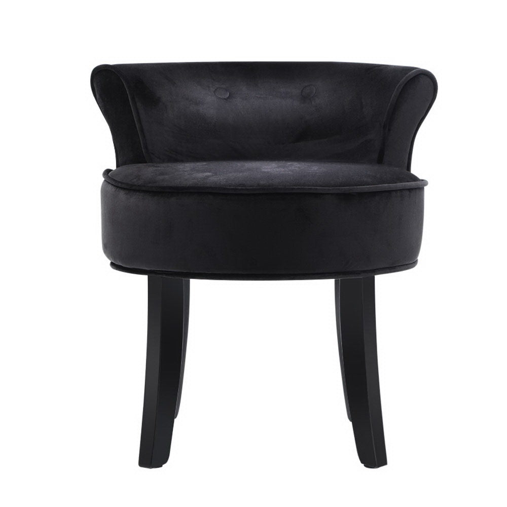 Vanity Stool Velvet Black Abella - Furniture > Living Room > Ottomans & Footstools - Rivercity House & Home Co. (ABN 18 642 972 209) - Affordable Modern Furniture Australia