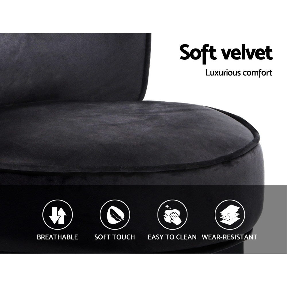 Vanity Stool Velvet Black Abella - Furniture > Living Room > Ottomans & Footstools - Rivercity House & Home Co. (ABN 18 642 972 209) - Affordable Modern Furniture Australia