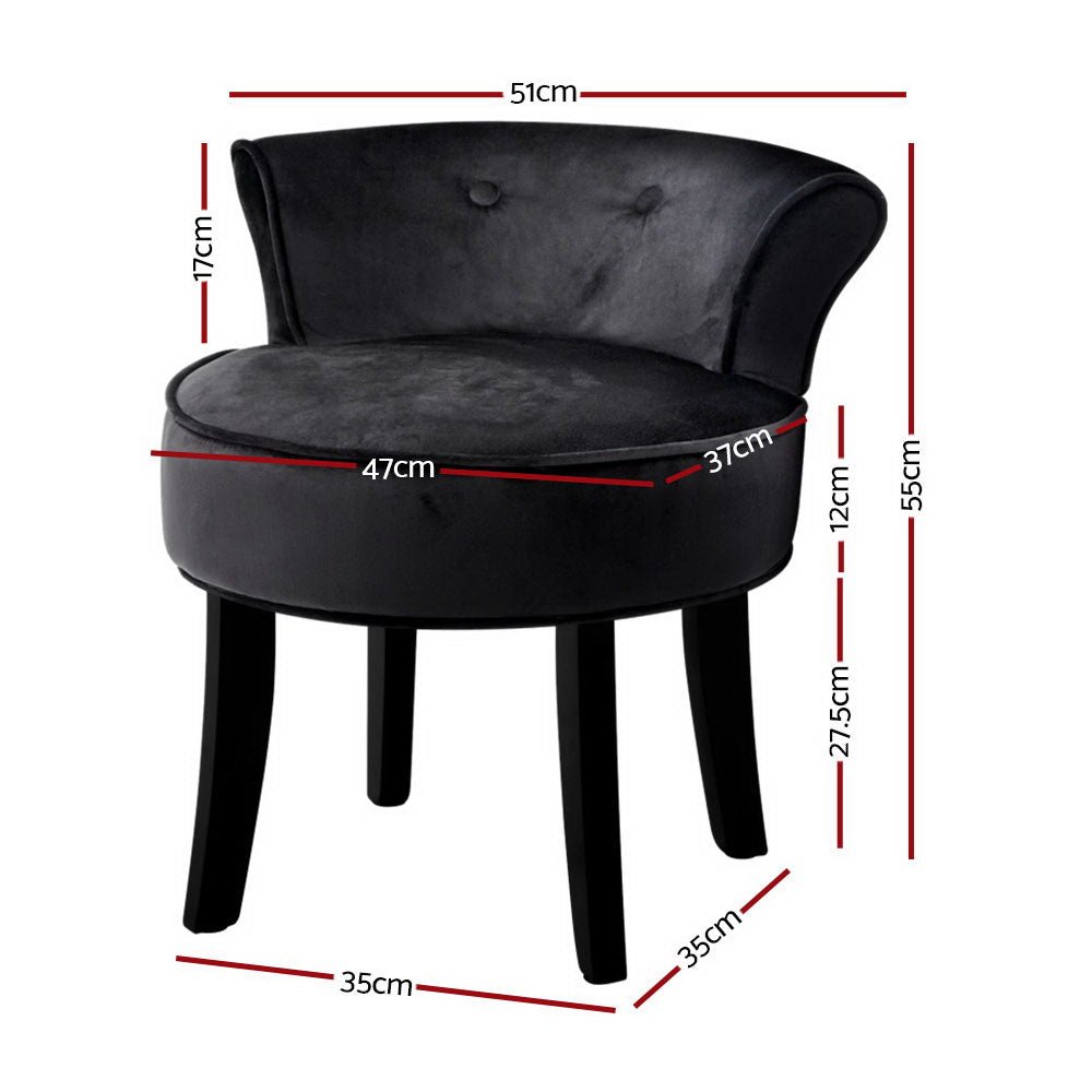 Vanity Stool Velvet Black Abella - Furniture > Living Room > Ottomans & Footstools - Rivercity House & Home Co. (ABN 18 642 972 209) - Affordable Modern Furniture Australia