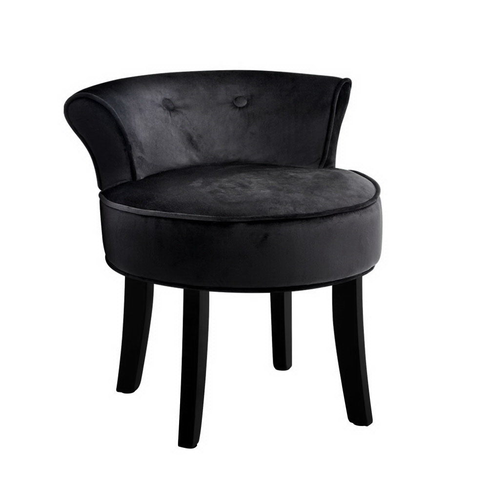 Vanity Stool Velvet Black Abella - Furniture > Living Room > Ottomans & Footstools - Rivercity House & Home Co. (ABN 18 642 972 209) - Affordable Modern Furniture Australia
