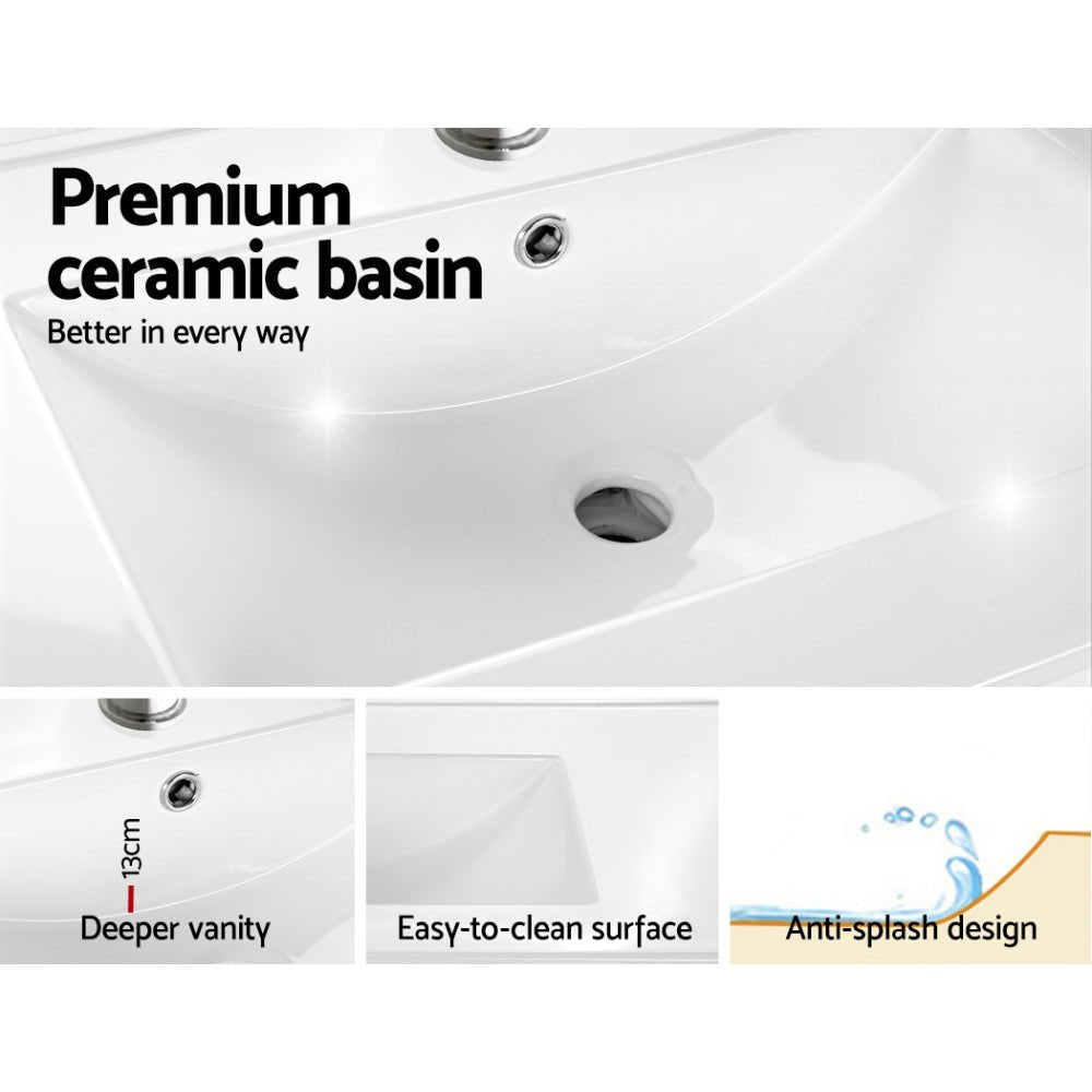 Vanity Unit 600mm with Basin Oak - Furniture > Bathroom - Rivercity House & Home Co. (ABN 18 642 972 209) - Affordable Modern Furniture Australia