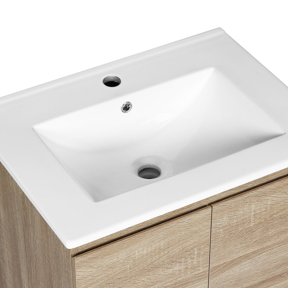 Vanity Unit 600mm with Basin Oak - Furniture > Bathroom - Rivercity House & Home Co. (ABN 18 642 972 209) - Affordable Modern Furniture Australia