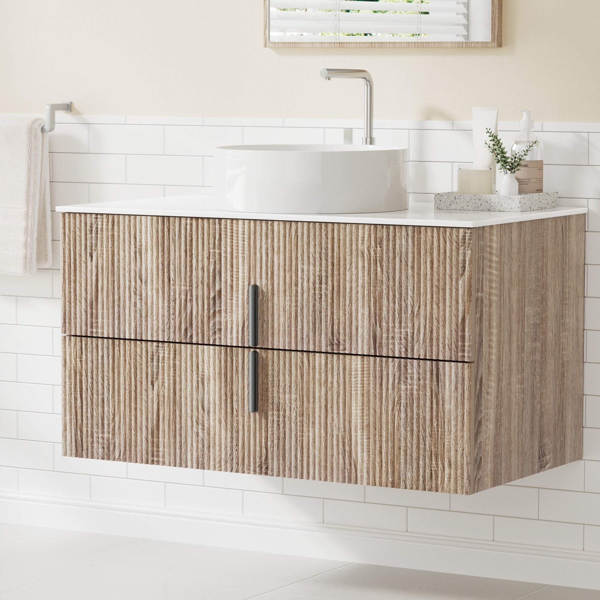 Vanity Unit 900mm Bathroom Cabinet Storage Wall Hung Timber Front Pine - Furniture > Bathroom > Vanity Units - Rivercity House & Home Co. (ABN 18 642 972 209) - Affordable Modern Furniture Australia
