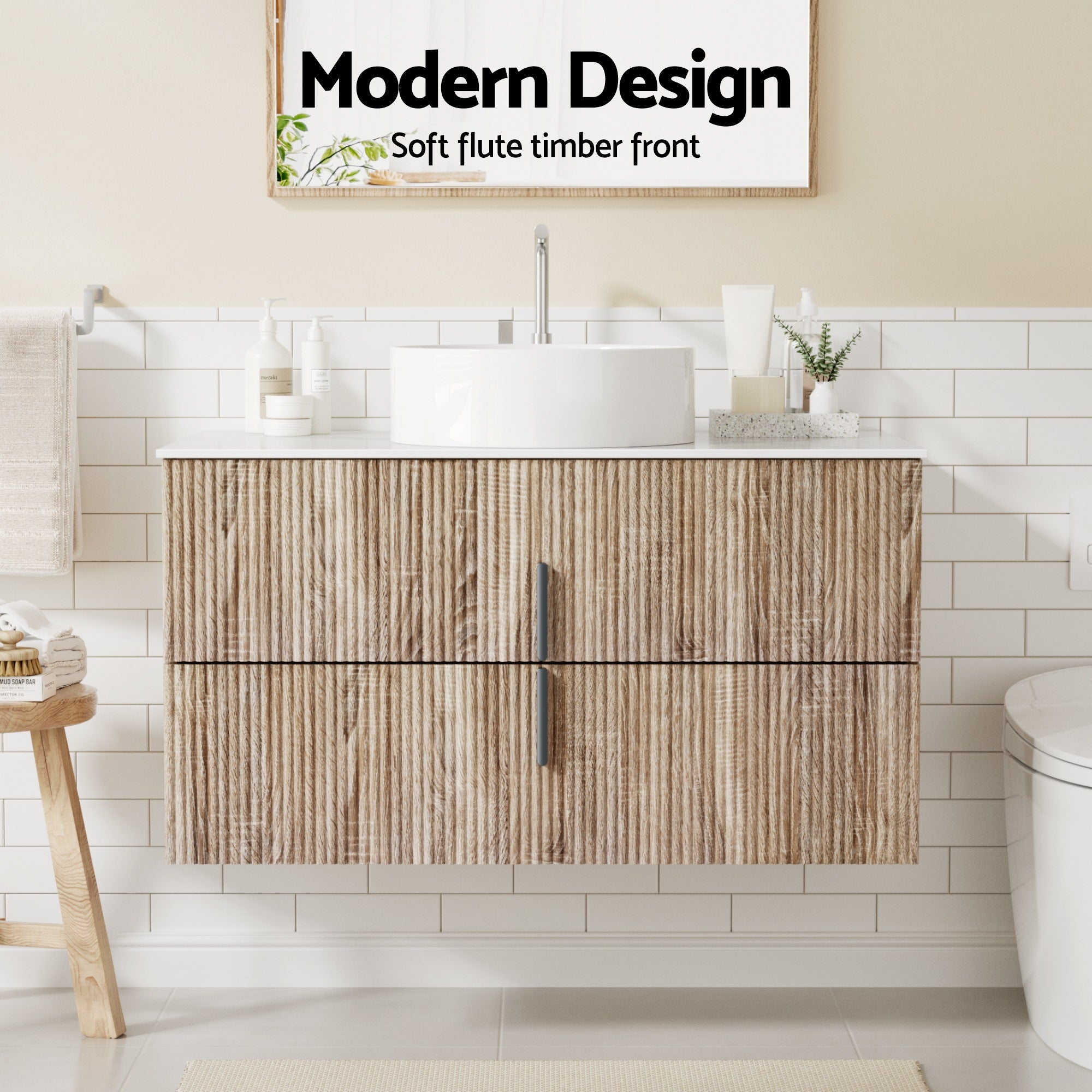 Vanity Unit 900mm Bathroom Cabinet Storage Wall Hung Timber Front Pine - Furniture > Bathroom > Vanity Units - Rivercity House & Home Co. (ABN 18 642 972 209) - Affordable Modern Furniture Australia
