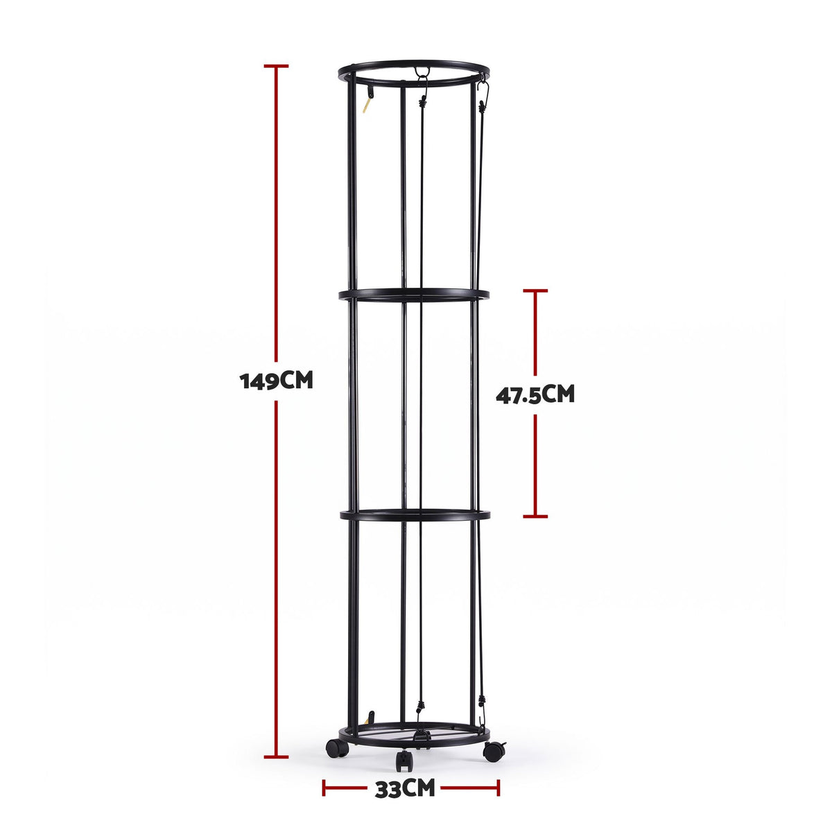 Vertical Ball Storage Rack with Wheels and 3-Tier Organiser - Black - Sports & Fitness > Exercise, Gym & Fitness > Gym Equipment & Accessories - Rivercity House & Home Co. (ABN 18 642 972 209) - Affordable Modern Furniture Australia