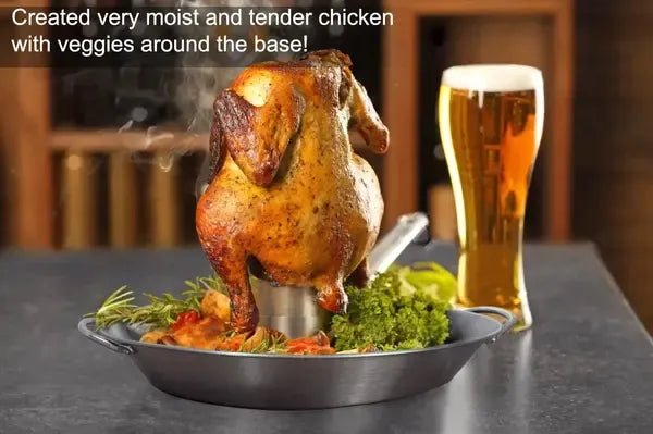 Vertical Beer Can Chicken Roaster Rack with Detachable Holder and Drip Tray 30 cm Stainless Steel - Home & Garden > BBQ > BBQ Tools - Rivercity House & Home Co. (ABN 18 642 972 209) - Affordable Modern Furniture Australia