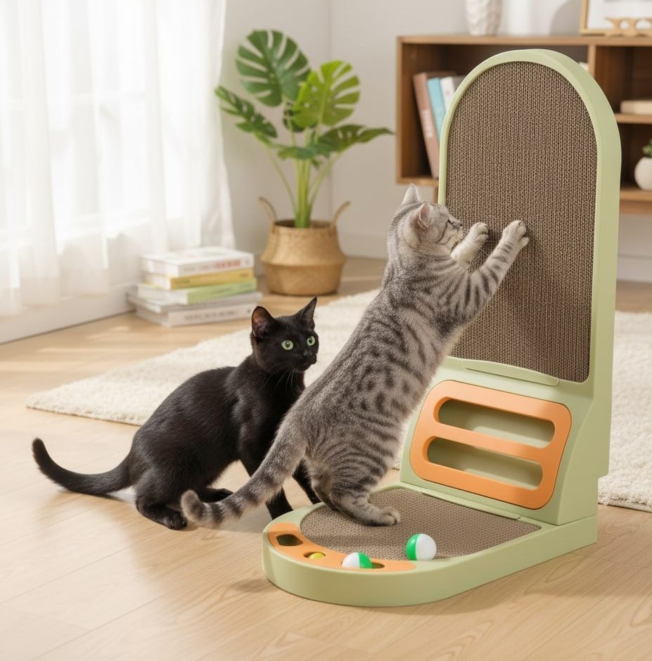 Vertical L - Shaped Cat Scratching Board with Durable Cardboard for Indoor Cats - Natural - Pet Care > Cat Supplies > Cat Scratching Posts - Rivercity House & Home Co. (ABN 18 642 972 209) - Affordable Modern Furniture Australia