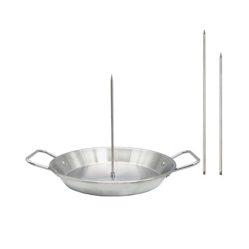 Vertical Stainless Steel Shawarma Skewer Rack with 3 Removable Spikes and Drip Pan, 23 cm - Home & Garden > BBQ > BBQs & Accessories - Rivercity House & Home Co. (ABN 18 642 972 209) - Affordable Modern Furniture Australia