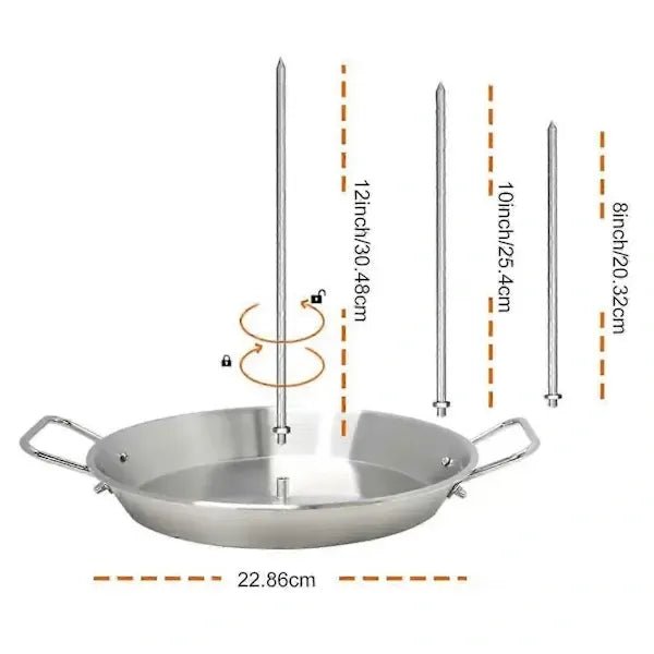 Vertical Stainless Steel Shawarma Skewer Rack with 3 Removable Spikes and Drip Pan, 23 cm - Home & Garden > BBQ > BBQs & Accessories - Rivercity House & Home Co. (ABN 18 642 972 209) - Affordable Modern Furniture Australia