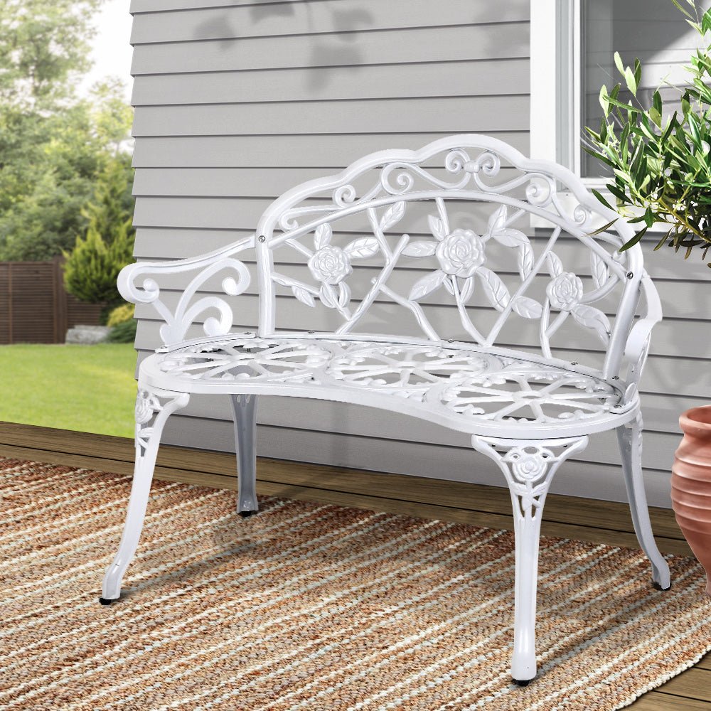 Victorian Garden Bench (White) - Rivercity House & Home Co. (ABN 18 642 972 209) - Affordable Modern Furniture Australia