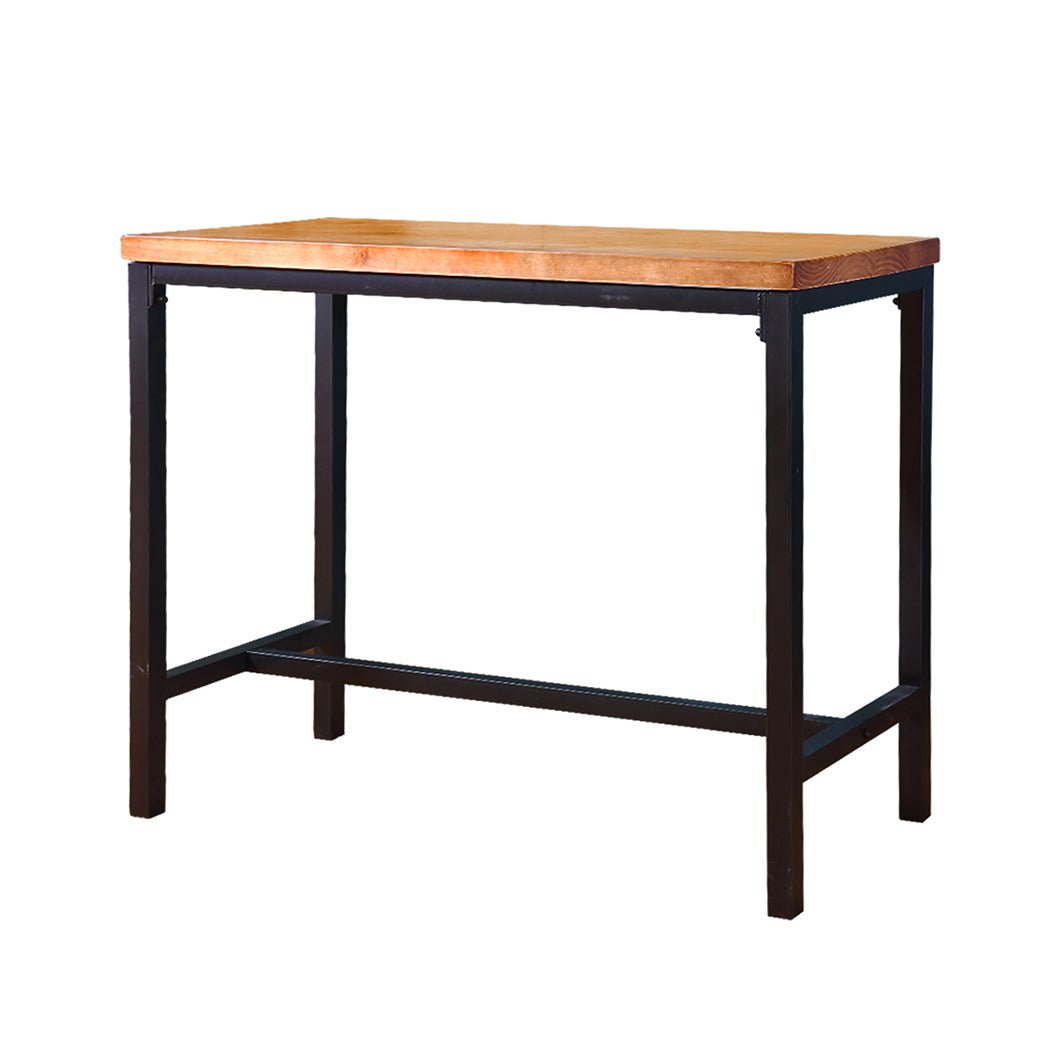 Vintage Industrial High Bar Table with Solid Wood Top - Natural - Rivercity House & Home Co. (ABN 18 642 972 209) - Affordable Modern Furniture Australia