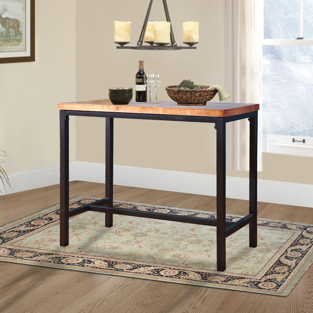 Vintage Industrial High Bar Table with Solid Wood Top - Natural - Rivercity House & Home Co. (ABN 18 642 972 209) - Affordable Modern Furniture Australia