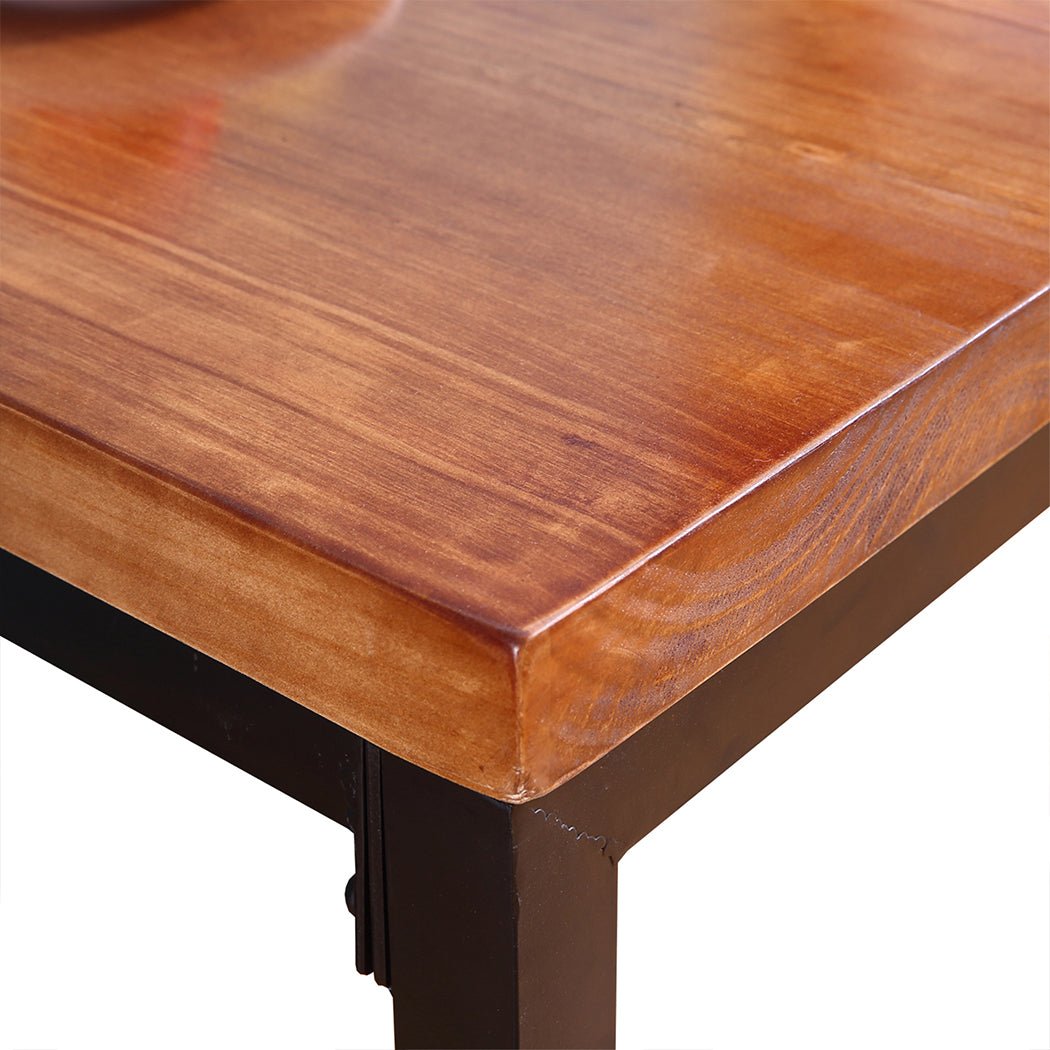 Vintage Industrial High Bar Table with Solid Wood Top - Natural - Rivercity House & Home Co. (ABN 18 642 972 209) - Affordable Modern Furniture Australia