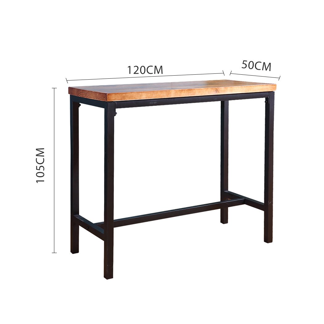 Vintage Industrial High Bar Table with Solid Wood Top - Natural - Rivercity House & Home Co. (ABN 18 642 972 209) - Affordable Modern Furniture Australia