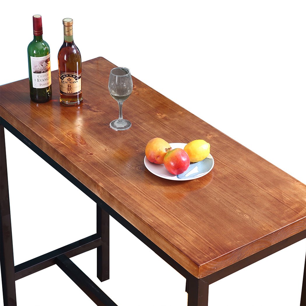 Vintage Industrial High Bar Table with Solid Wood Top - Natural - Rivercity House & Home Co. (ABN 18 642 972 209) - Affordable Modern Furniture Australia