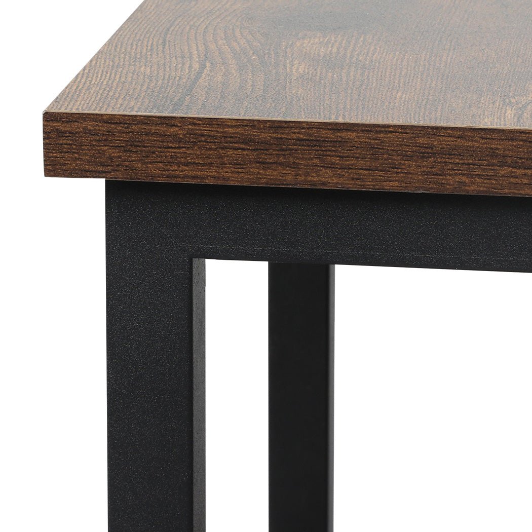 Vintage Narrow Side Table with Charging Station and Drawers - Brown & Black - Rivercity House & Home Co. (ABN 18 642 972 209) - Affordable Modern Furniture Australia