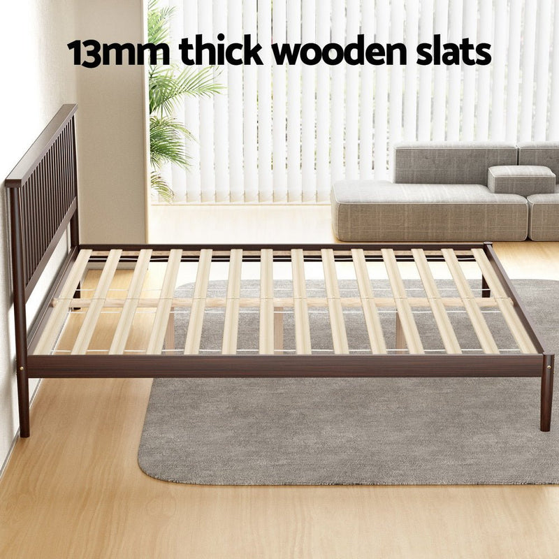 Vise King Solid Pinewood Bed Frame Walnut - Furniture > Bedroom - Rivercity House & Home Co. (ABN 18 642 972 209) - Affordable Modern Furniture Australia