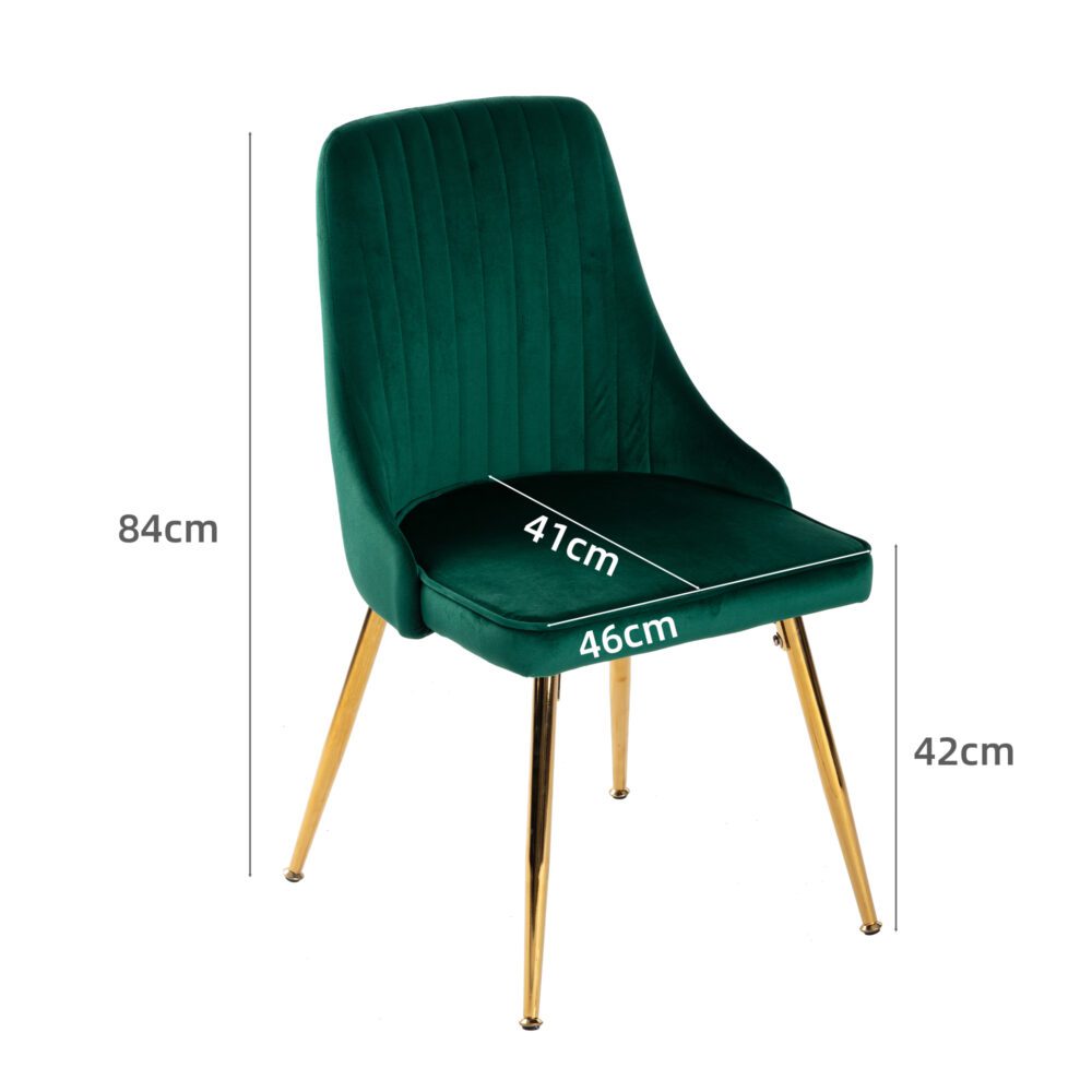 Viva Forever Set of 2 Velvet Dining Chairs with Gold Metal Legs - Green - Furniture > Dining > Kitchen & Dining Chairs - Rivercity House & Home Co. (ABN 18 642 972 209) - Affordable Modern Furniture Australia