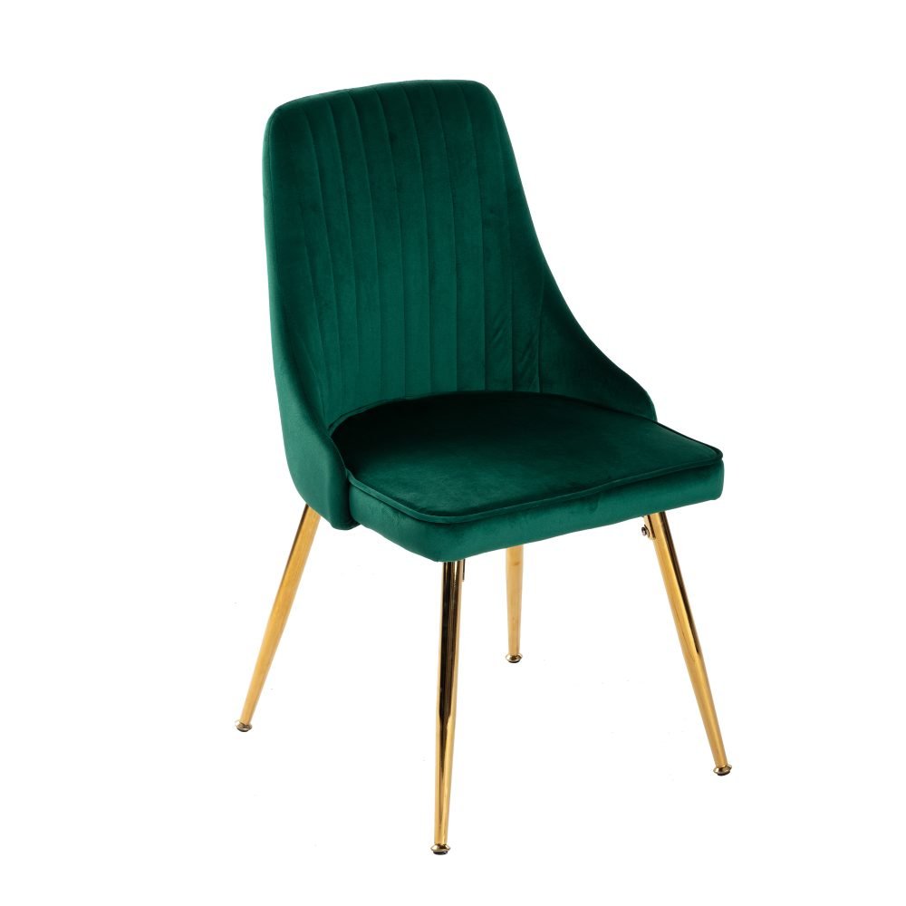 Viva Forever Set of 2 Velvet Dining Chairs with Gold Metal Legs - Green - Furniture > Dining > Kitchen & Dining Chairs - Rivercity House & Home Co. (ABN 18 642 972 209) - Affordable Modern Furniture Australia