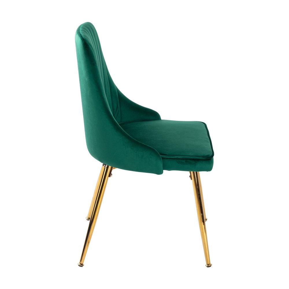 Viva Forever Set of 2 Velvet Dining Chairs with Gold Metal Legs - Green - Furniture > Dining > Kitchen & Dining Chairs - Rivercity House & Home Co. (ABN 18 642 972 209) - Affordable Modern Furniture Australia