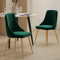 Viva Forever Set of 2 Velvet Dining Chairs with Gold Metal Legs - Green