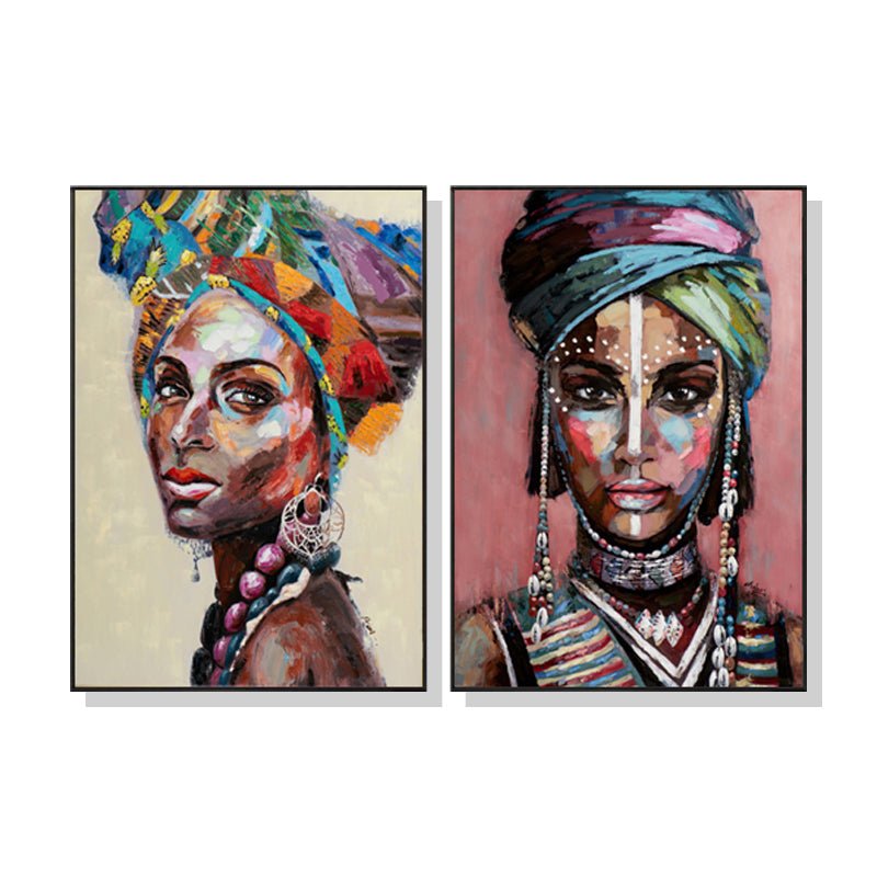 Wall Art 100cmx150cm African women 2 Sets Black Frame Canvas - Home & Garden > Wall Art - Rivercity House & Home Co. (ABN 18 642 972 209) - Affordable Modern Furniture Australia