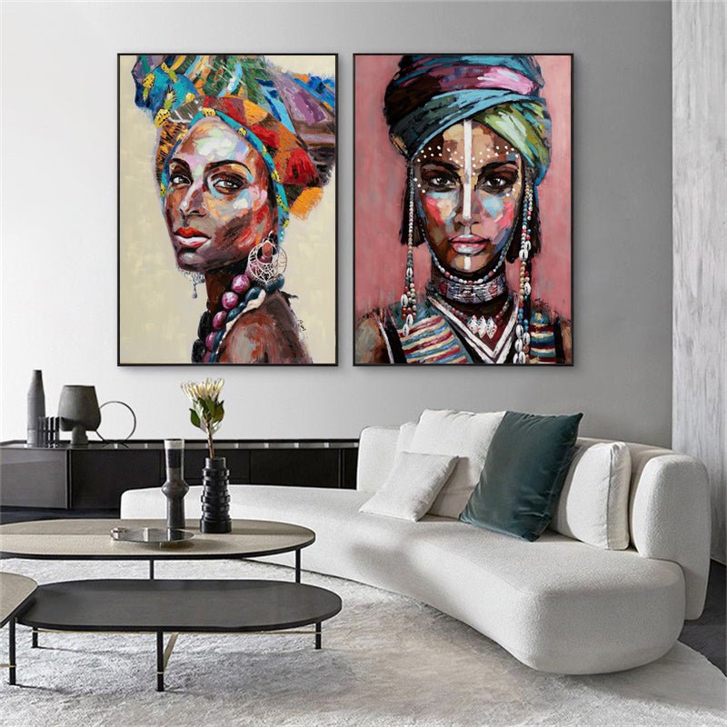 Wall Art 100cmx150cm African women 2 Sets Black Frame Canvas - Home & Garden > Wall Art - Rivercity House & Home Co. (ABN 18 642 972 209) - Affordable Modern Furniture Australia