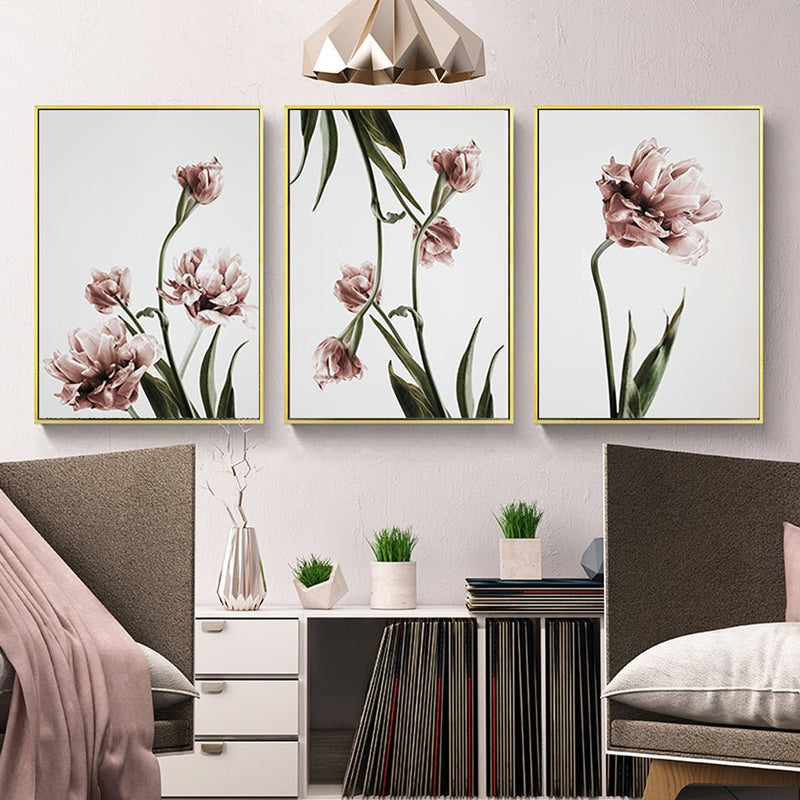 Wall Art 100cmx150cm Tulip Flower 3 Sets Gold Frame Canvas - Home & Garden > Wall Art - Rivercity House & Home Co. (ABN 18 642 972 209) - Affordable Modern Furniture Australia