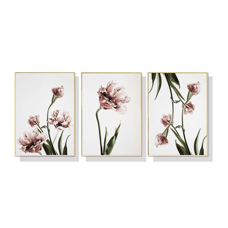 Wall Art 100cmx150cm Tulip Flower 3 Sets Gold Frame Canvas - Home & Garden > Wall Art - Rivercity House & Home Co. (ABN 18 642 972 209) - Affordable Modern Furniture Australia