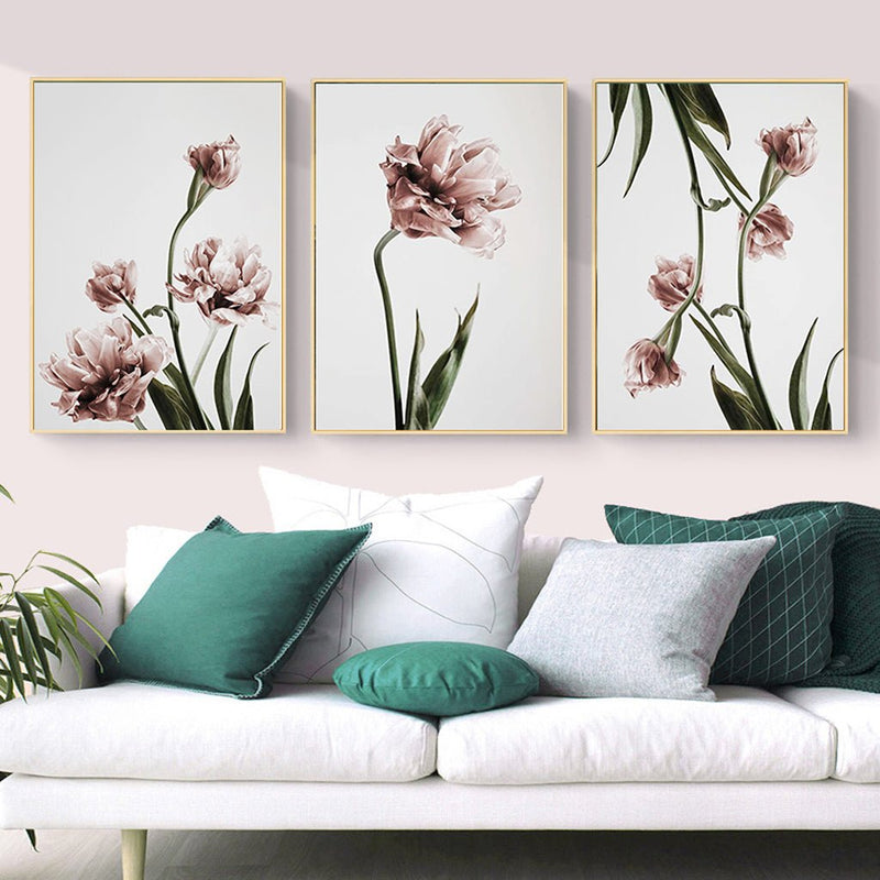 Wall Art 100cmx150cm Tulip Flower 3 Sets Gold Frame Canvas - Home & Garden > Wall Art - Rivercity House & Home Co. (ABN 18 642 972 209) - Affordable Modern Furniture Australia