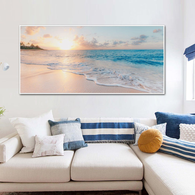 Wall Art 40cmx80cm Ocean and Beach White Frame Canvas - Home & Garden > Wall Art - Rivercity House & Home Co. (ABN 18 642 972 209) - Affordable Modern Furniture Australia