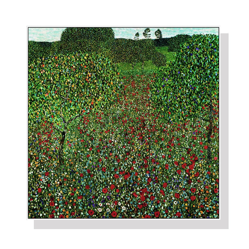 Wall Art 50cmx50cm Field of Poppies by Gustav Klimt White Frame Canvas - Home & Garden > Wall Art - Rivercity House & Home Co. (ABN 18 642 972 209) - Affordable Modern Furniture Australia