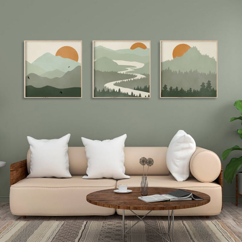 Wall Art 50cmx50cm Sage Green Landscapes 3 Sets Wood Frame Canvas - Home & Garden > Wall Art - Rivercity House & Home Co. (ABN 18 642 972 209) - Affordable Modern Furniture Australia
