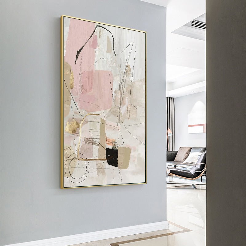 Wall Art 50cmx70cm Abstract Pink Gold Frame Canvas - Home & Garden > Wall Art - Rivercity House & Home Co. (ABN 18 642 972 209) - Affordable Modern Furniture Australia