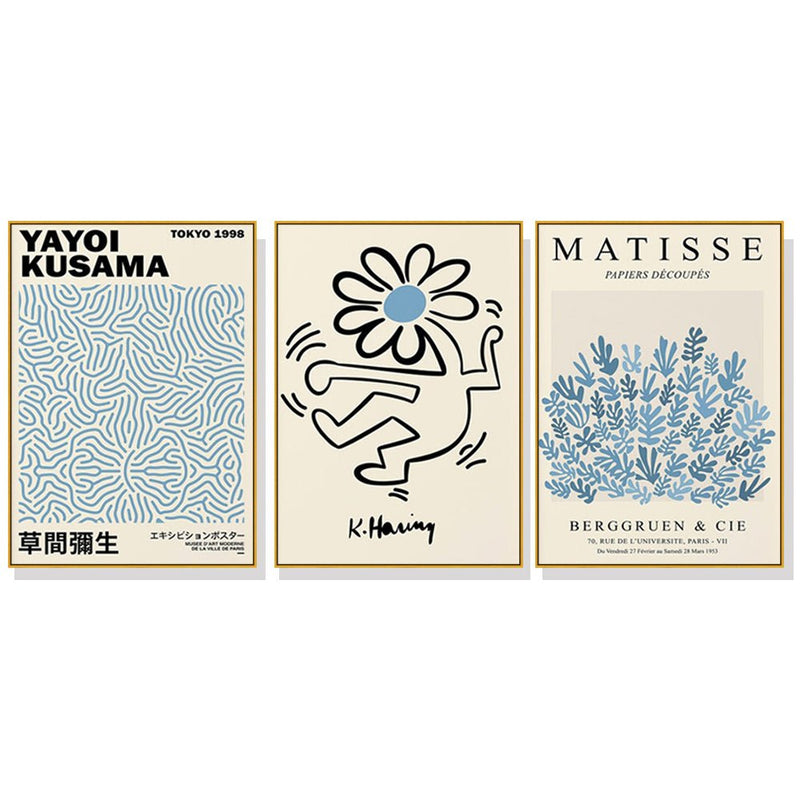 Wall Art 50cmx70cm Blue Matisse,Yayoi Kusama, Keith Haring Mix Art 3 Sets Gold Frame Canvas - Home & Garden > Wall Art - Rivercity House & Home Co. (ABN 18 642 972 209) - Affordable Modern Furniture Australia