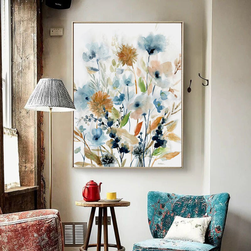 Wall Art 50cmx70cm Colourful Floras Watercolour style 2 Sets Gold Frame Canvas - Home & Garden > Wall Art - Rivercity House & Home Co. (ABN 18 642 972 209) - Affordable Modern Furniture Australia