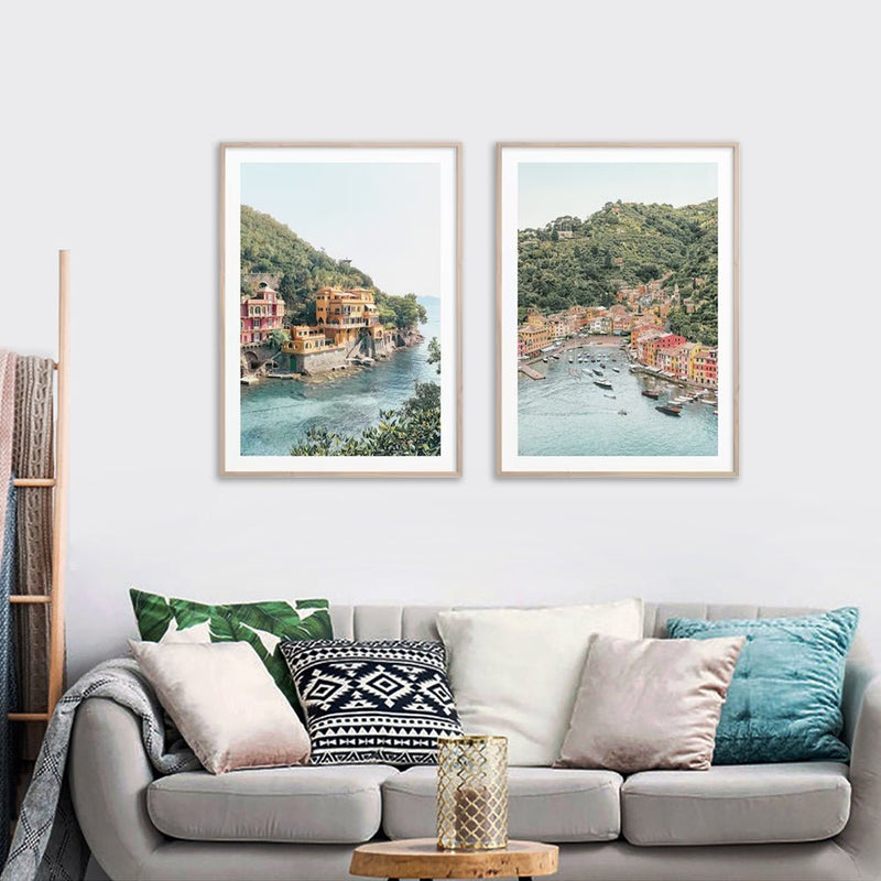 Wall Art 50cmx70cm Italy Coast 2 Sets Wood Frame Canvas - Home & Garden > Wall Art - Rivercity House & Home Co. (ABN 18 642 972 209) - Affordable Modern Furniture Australia