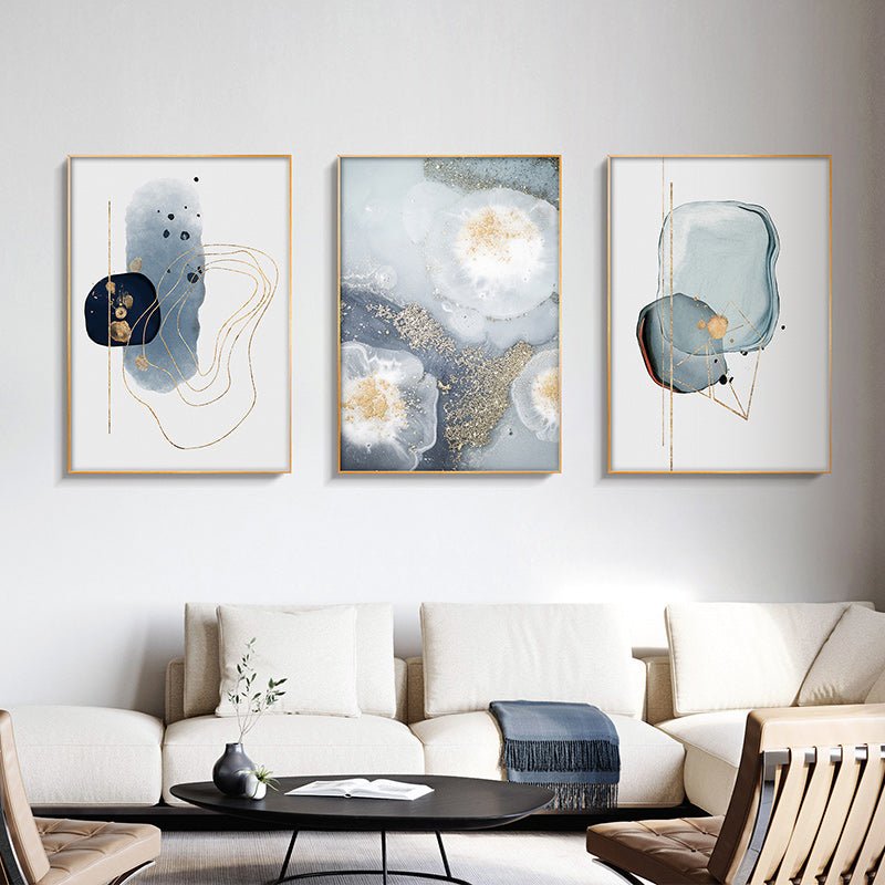 Wall Art 50cmx70cm Marbled Light Grey 3 Sets Gold Frame Canvas - Home & Garden > Wall Art - Rivercity House & Home Co. (ABN 18 642 972 209) - Affordable Modern Furniture Australia