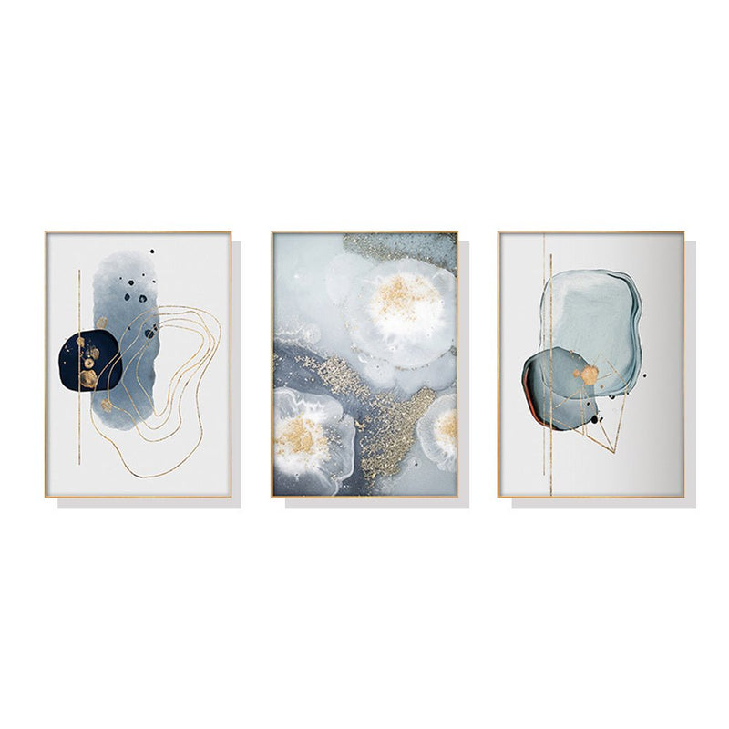 Wall Art 50cmx70cm Marbled Light Grey 3 Sets Gold Frame Canvas - Home & Garden > Wall Art - Rivercity House & Home Co. (ABN 18 642 972 209) - Affordable Modern Furniture Australia