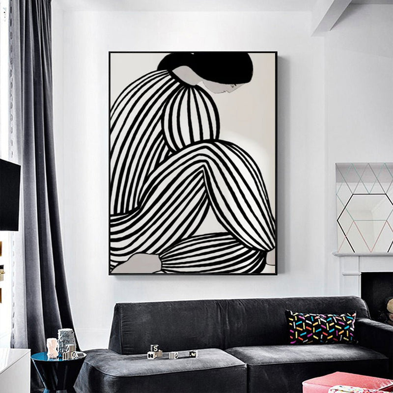 Wall Art 50cmx70cm Mid Century Figure Black Frame Canvas - Home & Garden > Wall Art - Rivercity House & Home Co. (ABN 18 642 972 209) - Affordable Modern Furniture Australia