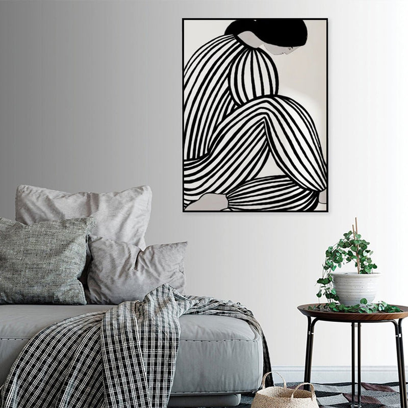 Wall Art 50cmx70cm Mid Century Figure Black Frame Canvas - Home & Garden > Wall Art - Rivercity House & Home Co. (ABN 18 642 972 209) - Affordable Modern Furniture Australia