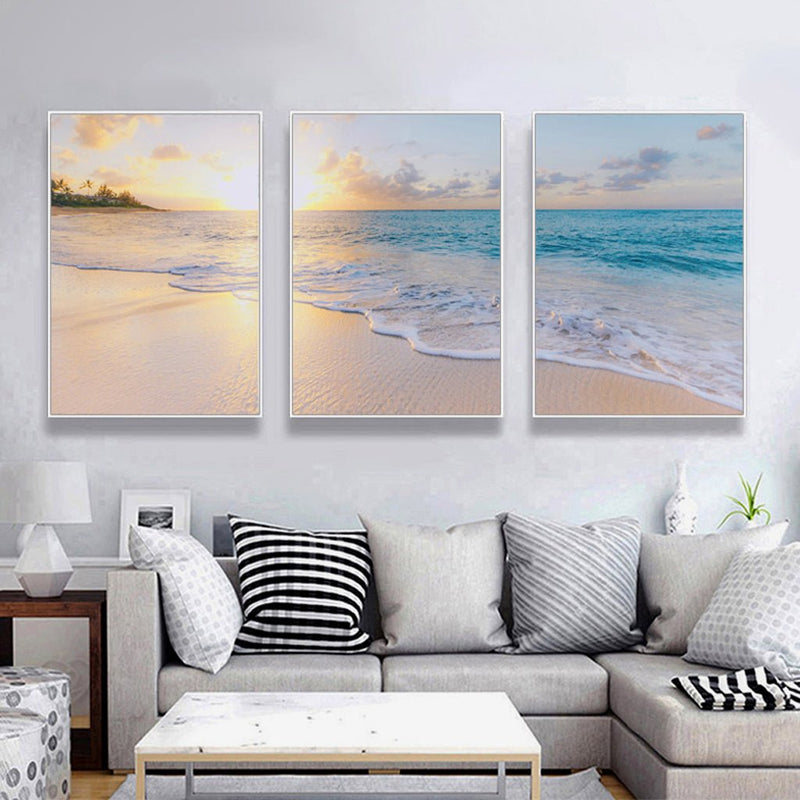 Wall Art 50cmx70cm Ocean and beach 3 Sets White Frame Canvas - Home & Garden > Wall Art - Rivercity House & Home Co. (ABN 18 642 972 209) - Affordable Modern Furniture Australia