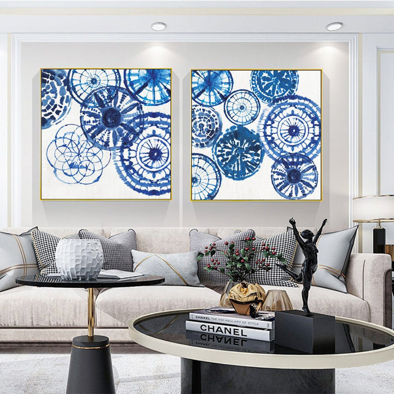 Wall Art 60cmx60cm Blue Day 2 Sets Gold Frame Canvas - Home & Garden > Wall Art - Rivercity House & Home Co. (ABN 18 642 972 209) - Affordable Modern Furniture Australia