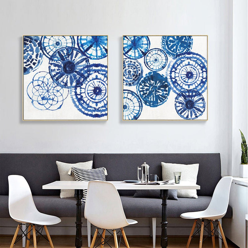 Wall Art 60cmx60cm Blue Day 2 Sets Gold Frame Canvas - Home & Garden > Wall Art - Rivercity House & Home Co. (ABN 18 642 972 209) - Affordable Modern Furniture Australia