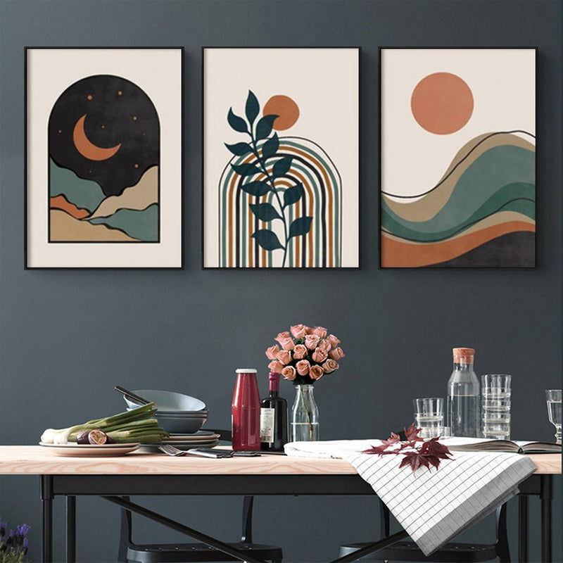 Wall Art 60cmx90cm Abstract Dark Green 3 Sets Black Frame Canvas - Home & Garden > Wall Art - Rivercity House & Home Co. (ABN 18 642 972 209) - Affordable Modern Furniture Australia