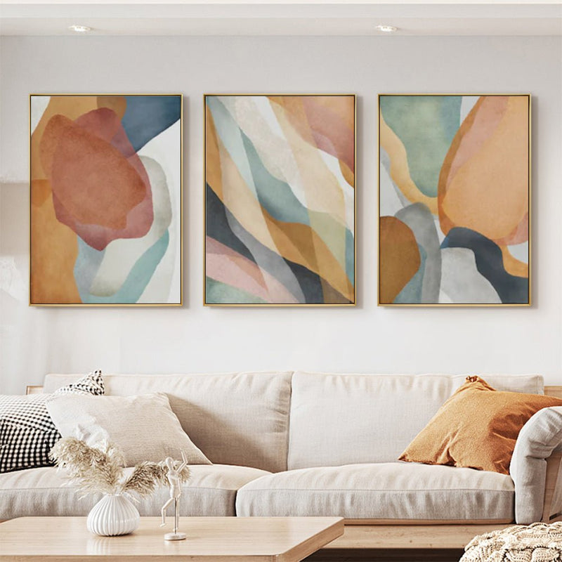 Wall Art 60cmx90cm Abstract Orange 3 Sets Gold Frame Canvas - Home & Garden > Wall Art - Rivercity House & Home Co. (ABN 18 642 972 209) - Affordable Modern Furniture Australia