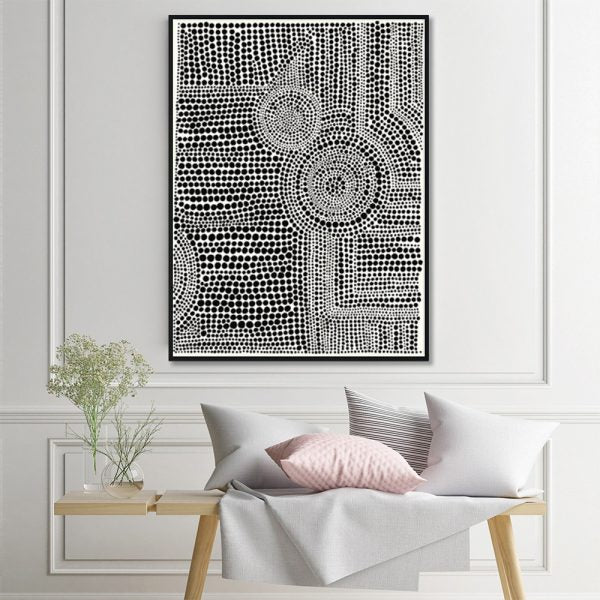 Wall Art 60cmx90cm Clustered Dots A Black Frame Canvas - Home & Garden > Wall Art - Rivercity House & Home Co. (ABN 18 642 972 209) - Affordable Modern Furniture Australia