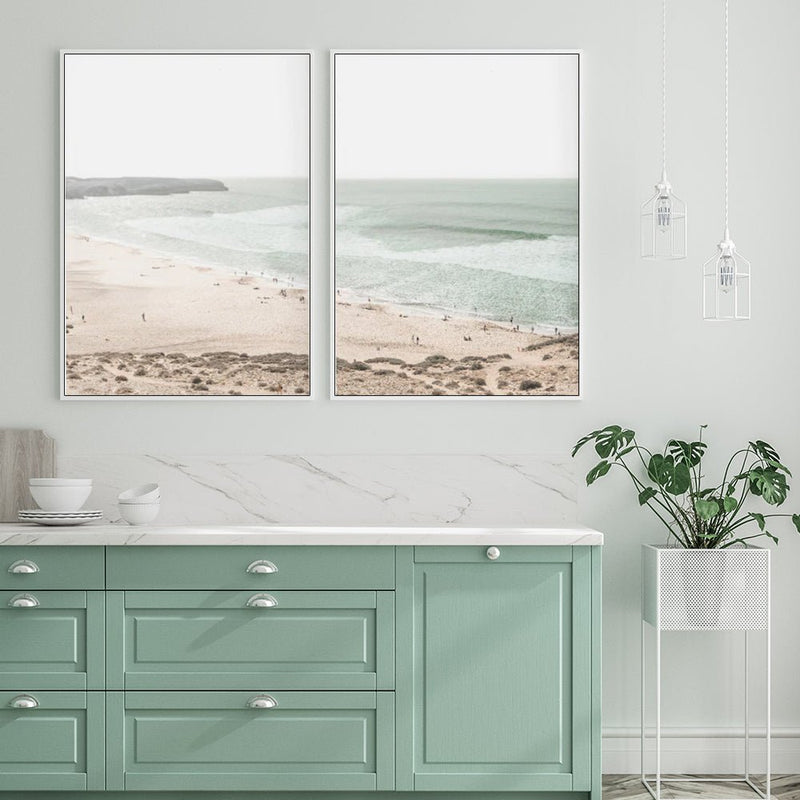 Wall Art 60cmx90cm Coastal Prints 2 Sets White Frame Canvas - Home & Garden > Wall Art - Rivercity House & Home Co. (ABN 18 642 972 209) - Affordable Modern Furniture Australia