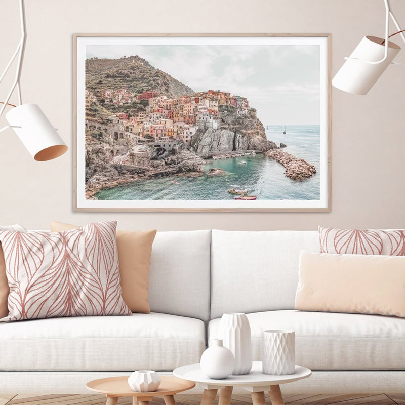 Wall Art 60cmx90cm Italy Cinque Terre Wood Frame Canvas - Home & Garden > Wall Art - Rivercity House & Home Co. (ABN 18 642 972 209) - Affordable Modern Furniture Australia